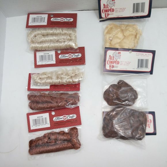 Lot of 7-4 Fibre-Craft Quick Curls 3222-04, 3222-53, 3 All Cooped Up Doll Wigs - Picture 2 of 12